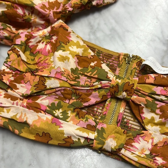 Zimmermann Cropped Cutout Floral Print Puff Sleeve Top Cotton Gauze Size 0 - Picture 7 of 16